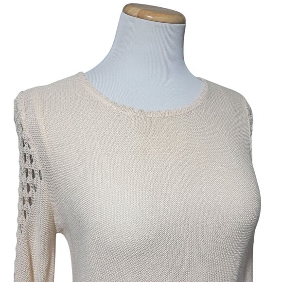 Anthropologie Sunday in Brooklyn Fiona Sweater Eyelet Layered Cream Womens small - Picture 5 of 13